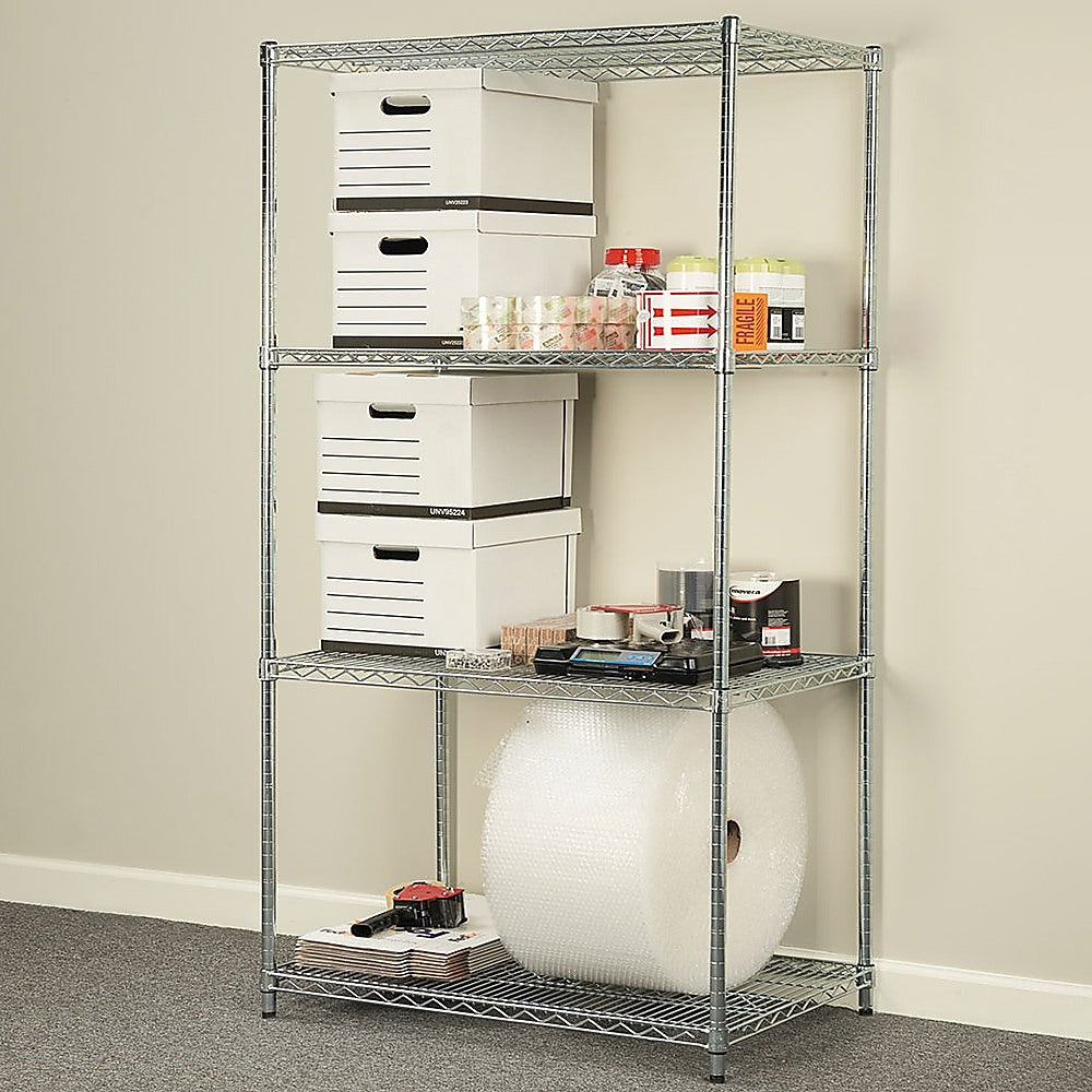 Adjustable Chrome Modular Wire Storage Shelf - 4 Shelves, 100kg