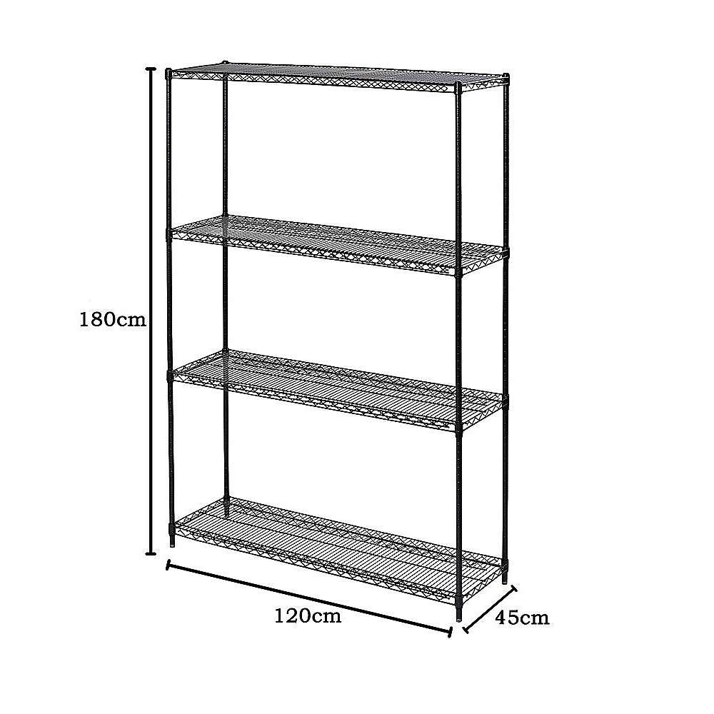 Adjustable Chrome Steel Wire Shelf 100kg Capacity, 4 Shelves