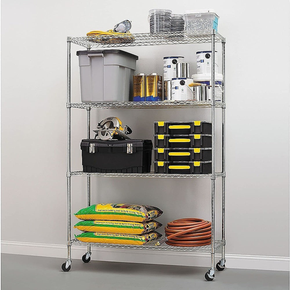 Adjustable Modular Chrome Steel Wire Shelving with Wheels