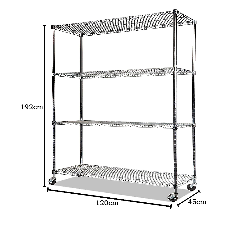 Adjustable Modular Chrome Steel Wire Shelving with Wheels