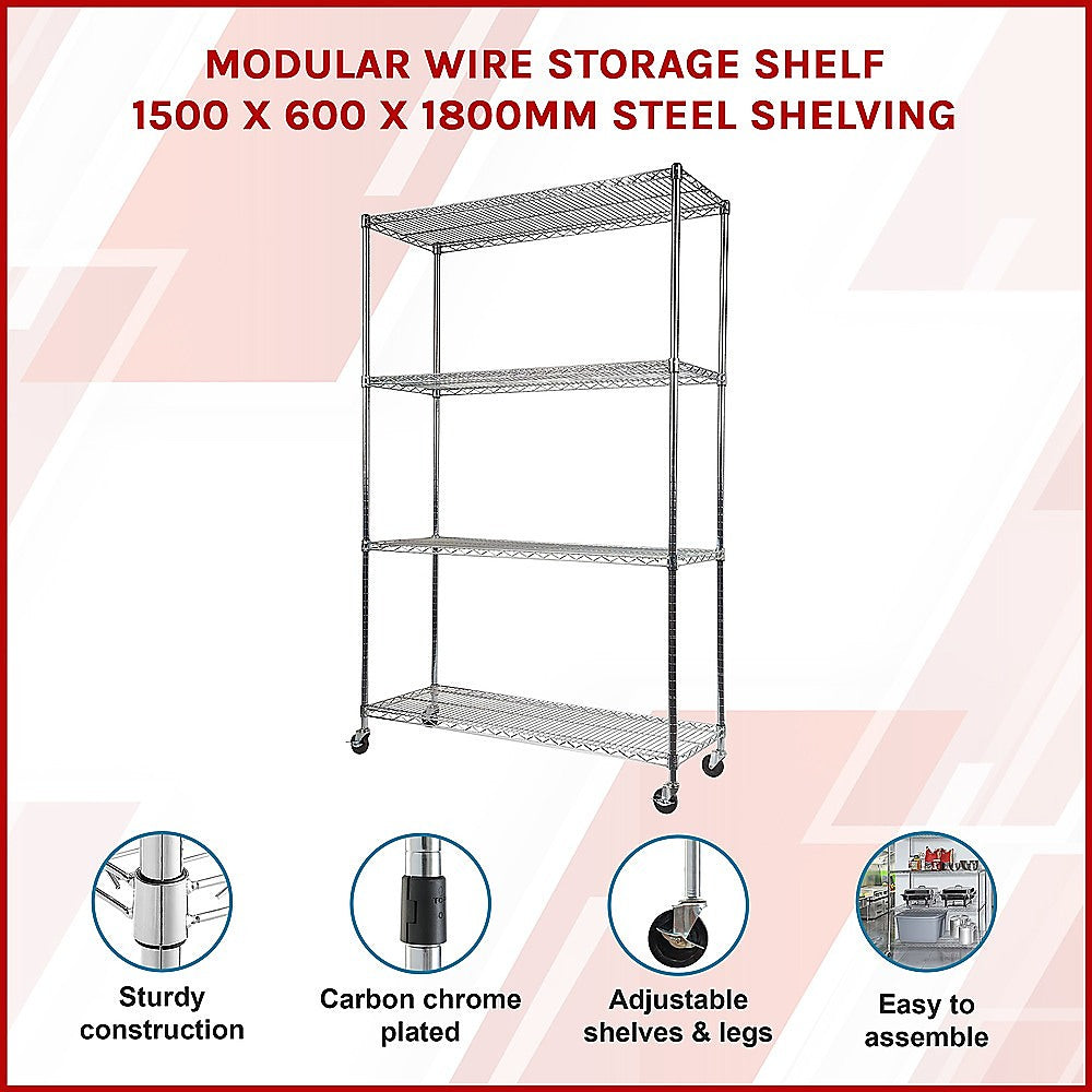 Adjustable Carbon Chrome Plated Wire Storage Shelf Unit