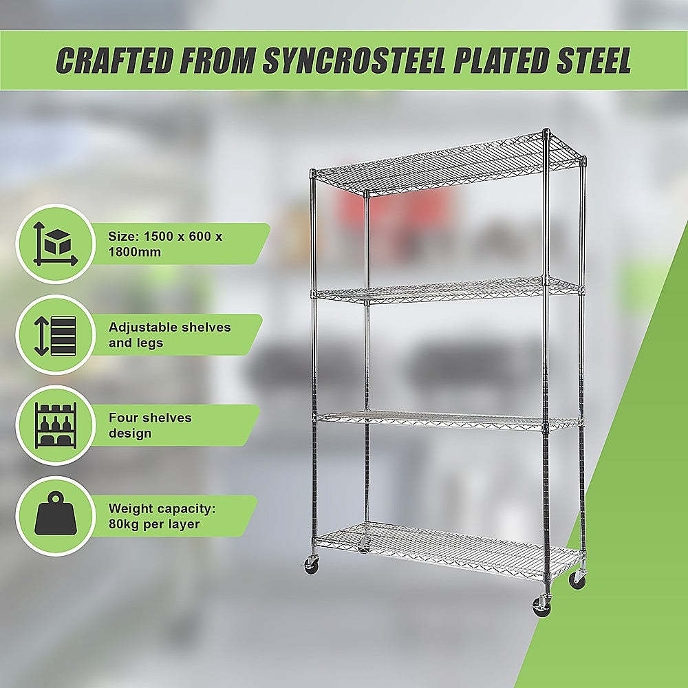 Adjustable Carbon Chrome Plated Wire Storage Shelf Unit