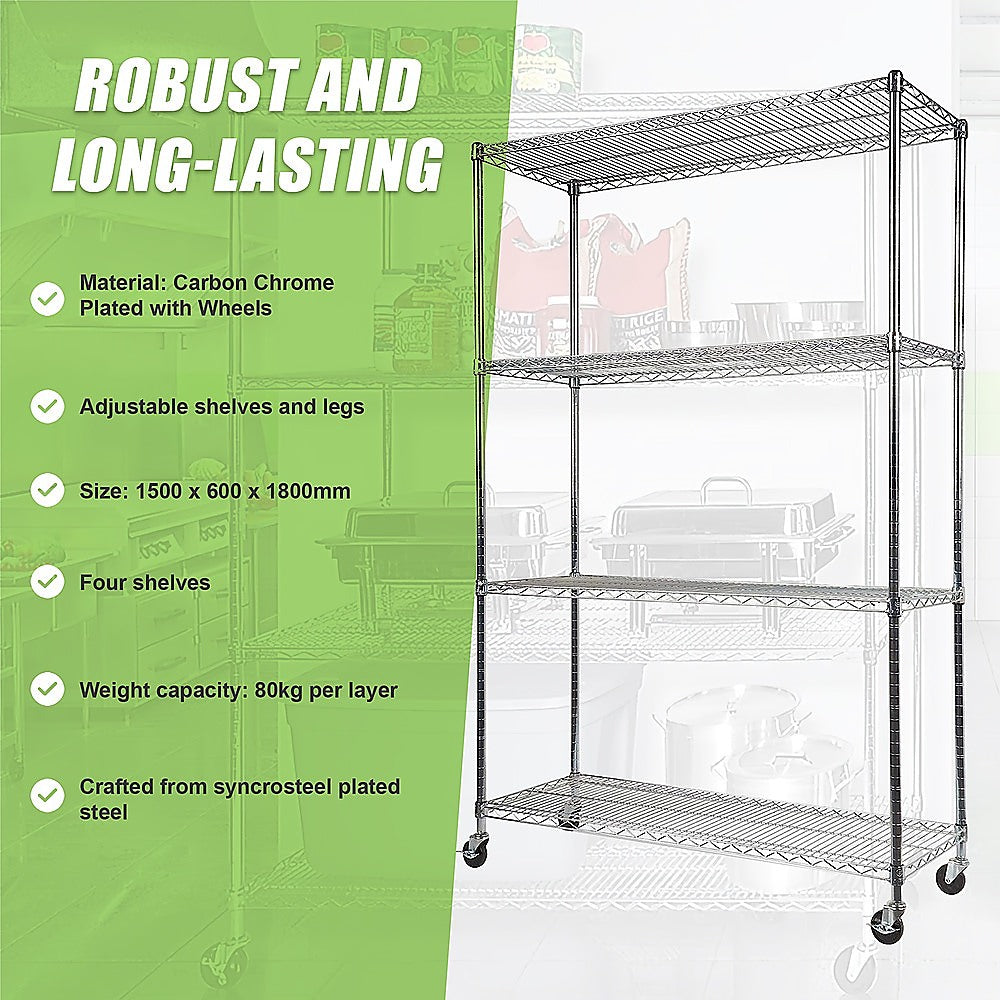 Adjustable Carbon Chrome Plated Wire Storage Shelf Unit