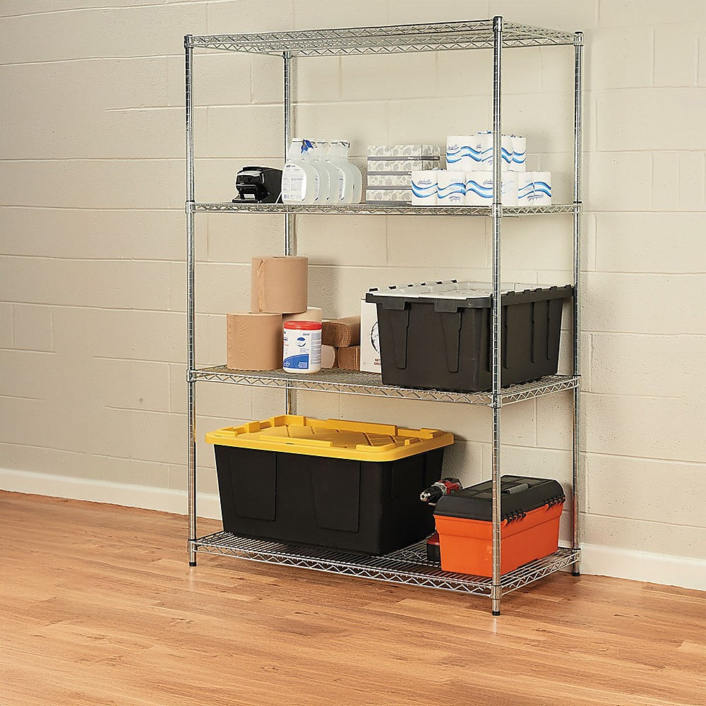 Adjustable Carbon Chrome Steel Wire Shelving, 4 Tiers