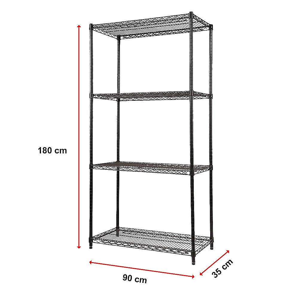 Adjustable Steel Wire Storage Shelf, 900x350x1800mm, 4 Shelves