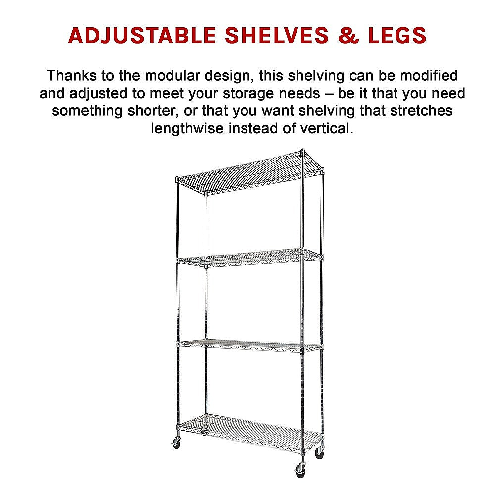 Modular Wire Storage Shelf 900 x 350 x 1800mm Steel Shelving