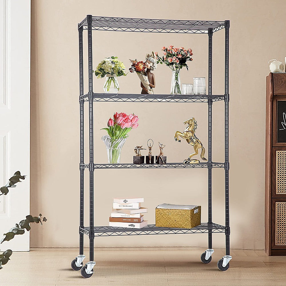 Adjustable Modular Wire Storage Shelf with Wheels - Steel