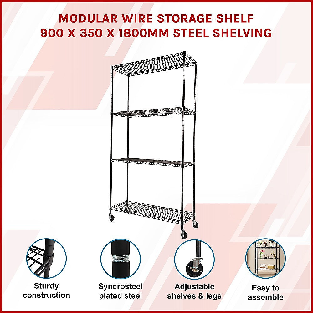 Adjustable Modular Wire Storage Shelf with Wheels - Steel