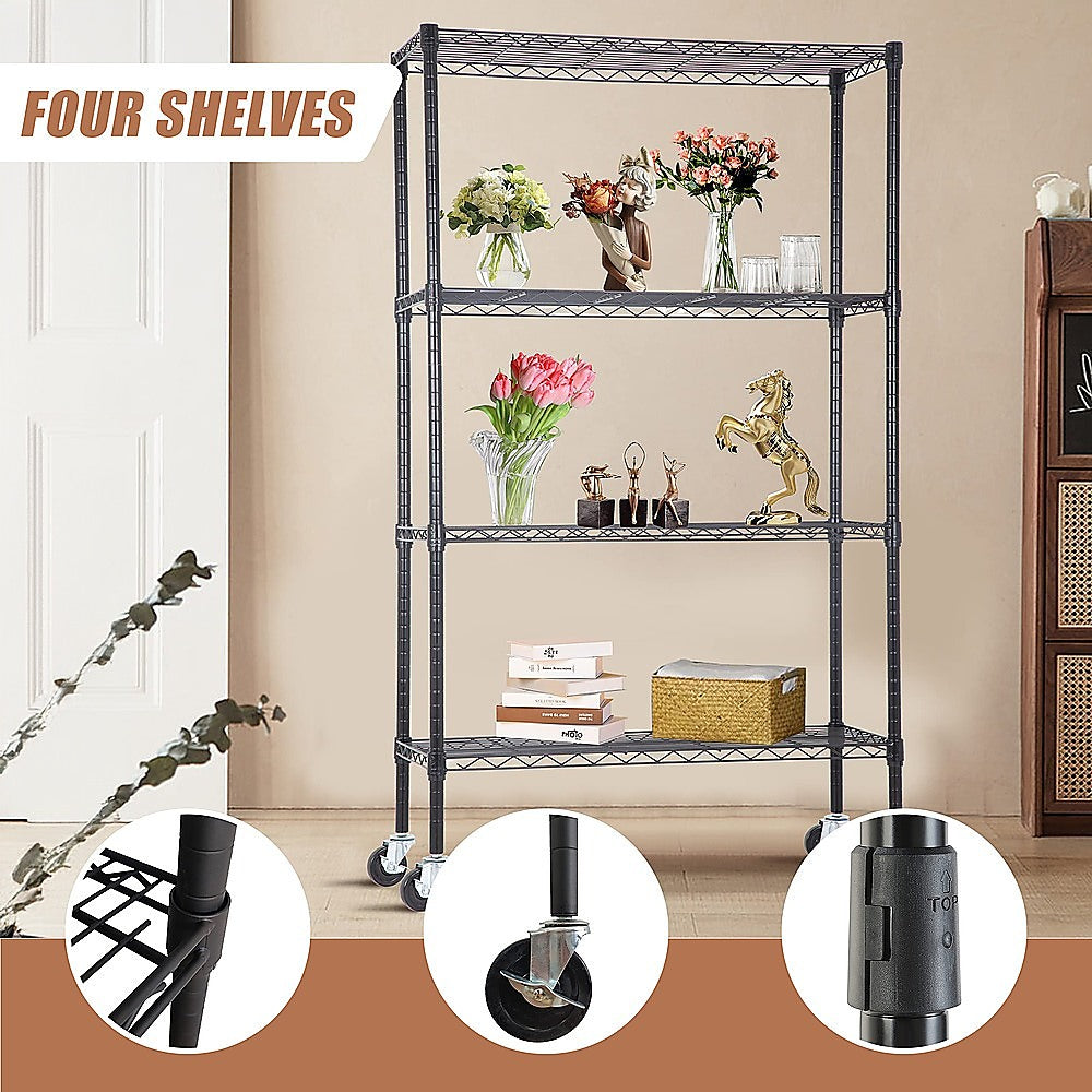 Adjustable Modular Wire Storage Shelf with Wheels - Steel