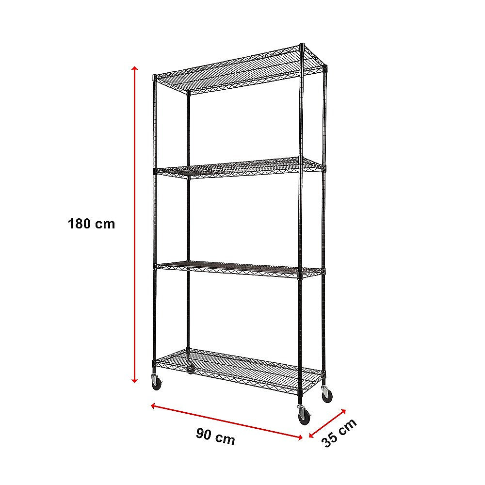 Adjustable Modular Wire Storage Shelf with Wheels - Steel