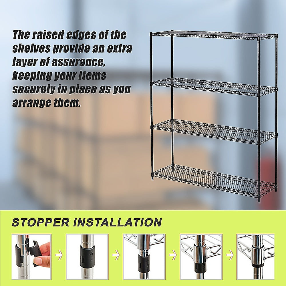 Adjustable Wire Storage Shelf, Four-Layer, 1500 x 450 x 1800mm, Steel Shelving