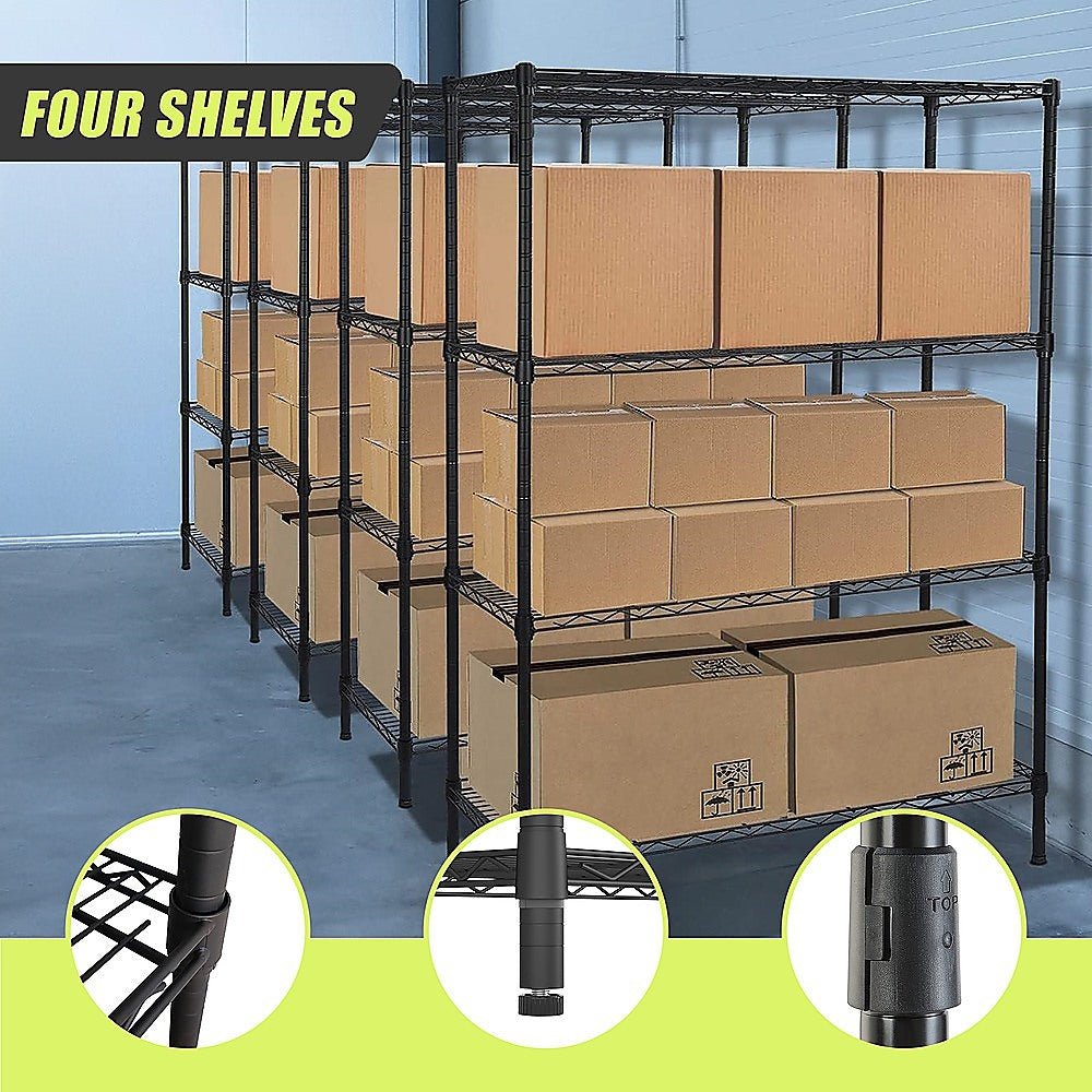 Adjustable Wire Storage Shelf, Four-Layer, 1500 x 450 x 1800mm, Steel Shelving