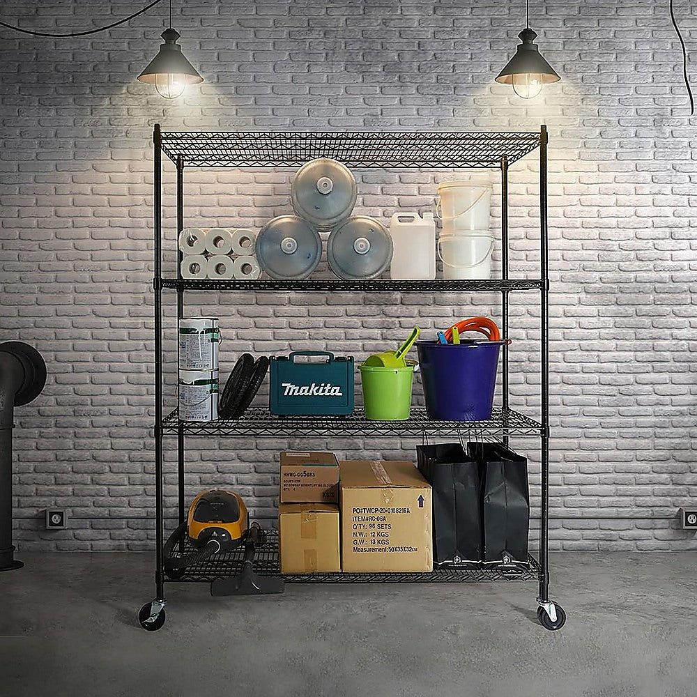 Adjustable Modular Steel Wire Shelving Unit with Wheels