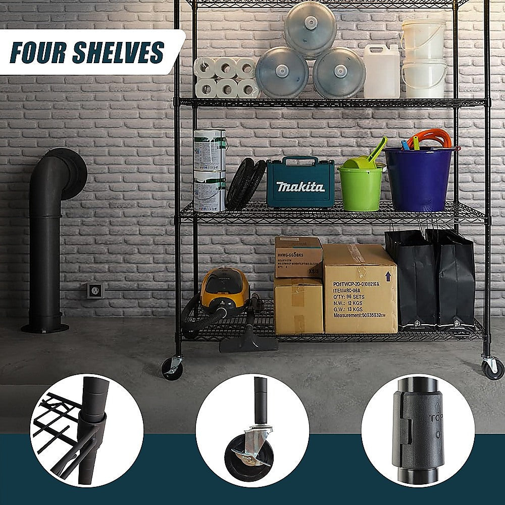 Adjustable Modular Steel Wire Shelving Unit with Wheels