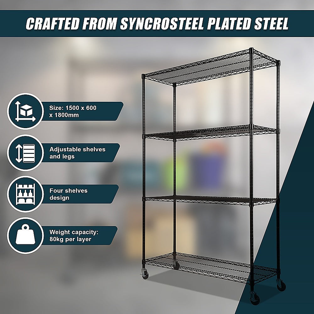 Adjustable Modular Steel Wire Shelving Unit with Wheels