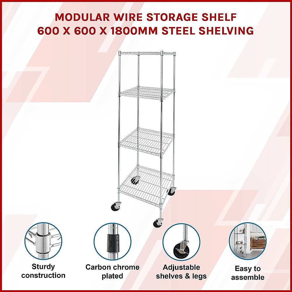 Adjustable Carbon Chrome Wire Shelving with Wheels