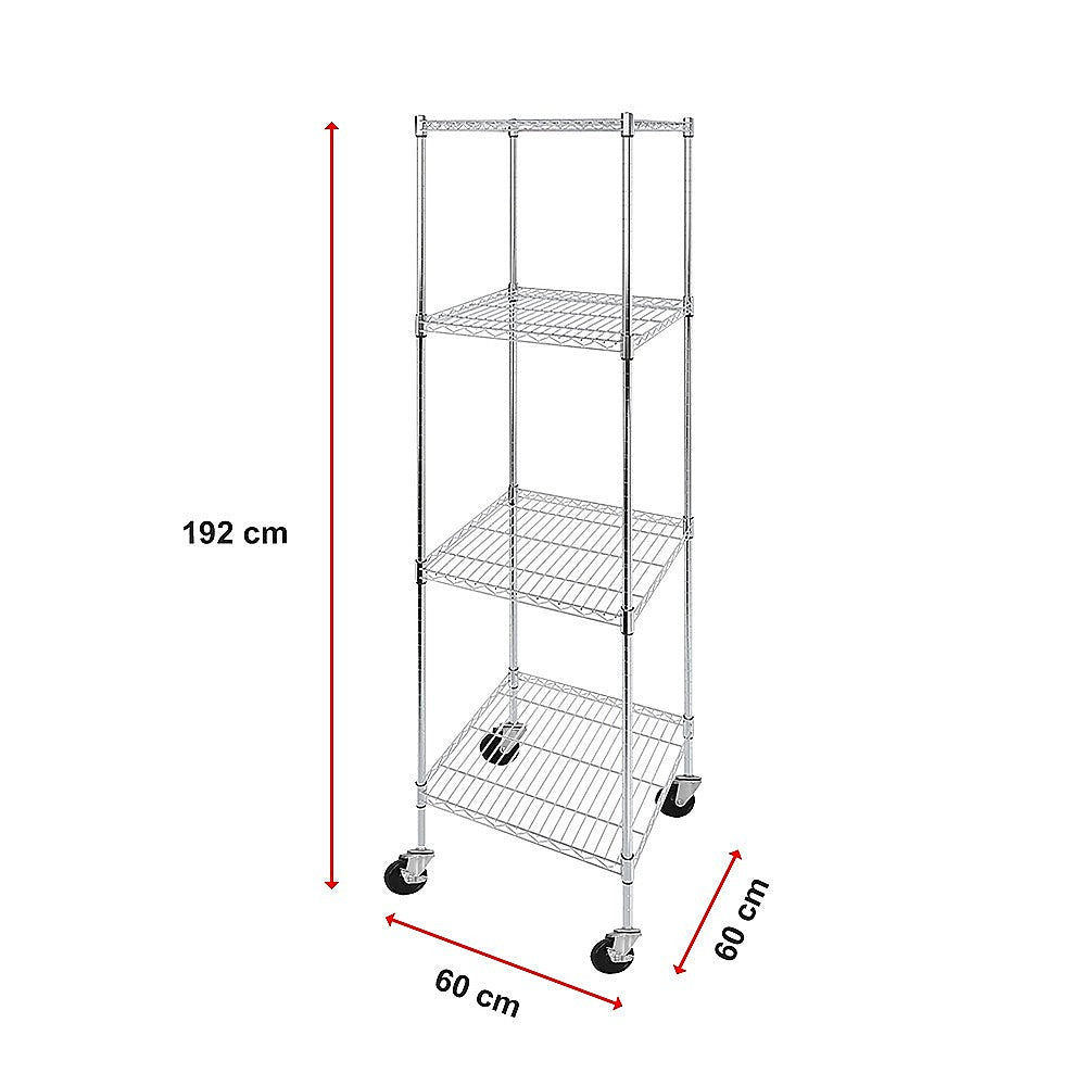 Adjustable Carbon Chrome Wire Shelving with Wheels