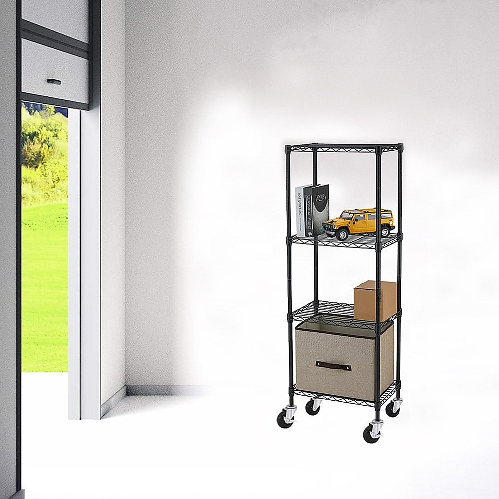 Adjustable Steel Wire Modular Storage Shelf with Wheels