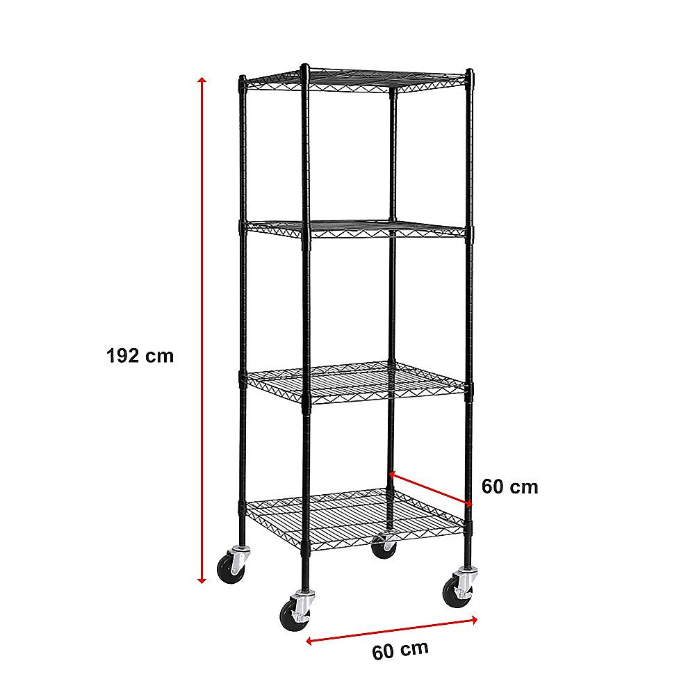 Adjustable Steel Wire Modular Storage Shelf with Wheels