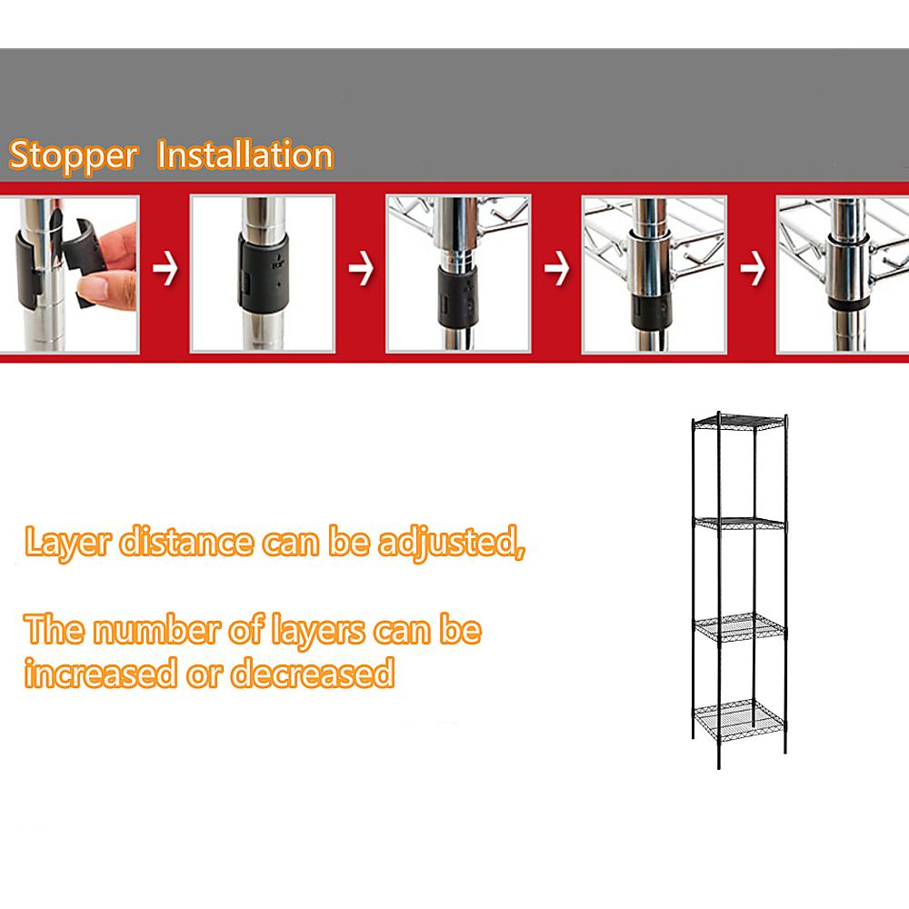 Black Steel Adjustable Modular Wire Storage Shelving Unit