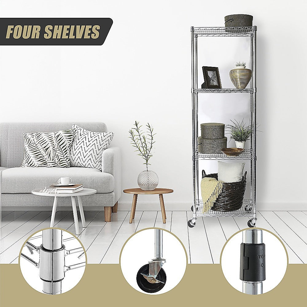 Adjustable Carbon Chrome Steel Wire Shelving Unit 1800mm