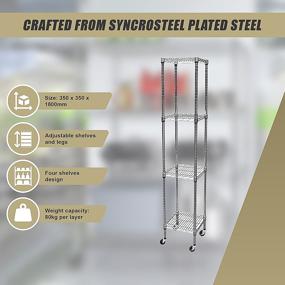 Adjustable Carbon Chrome Steel Wire Shelving Unit 1800mm