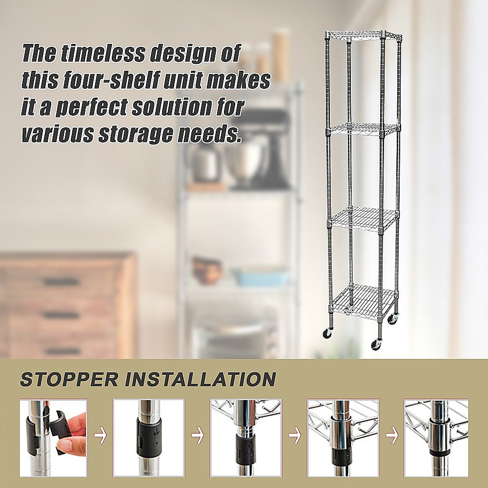 Adjustable Carbon Chrome Steel Wire Shelving Unit 1800mm