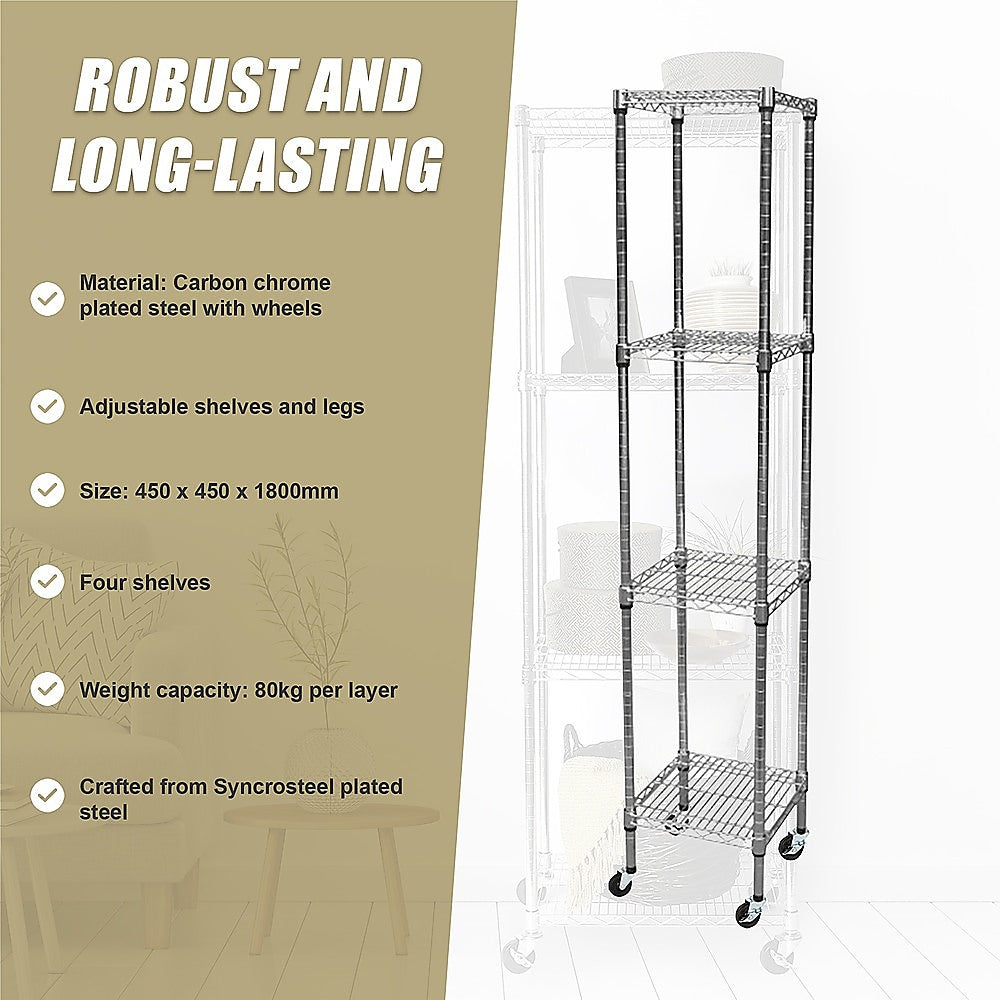 Adjustable Carbon Chrome Steel Wire Shelving Unit 1800mm