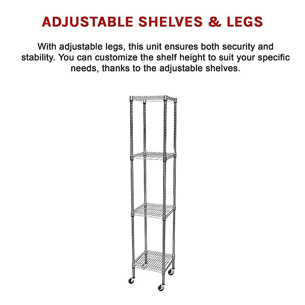 Adjustable Carbon Chrome Steel Wire Shelving Unit 1800mm