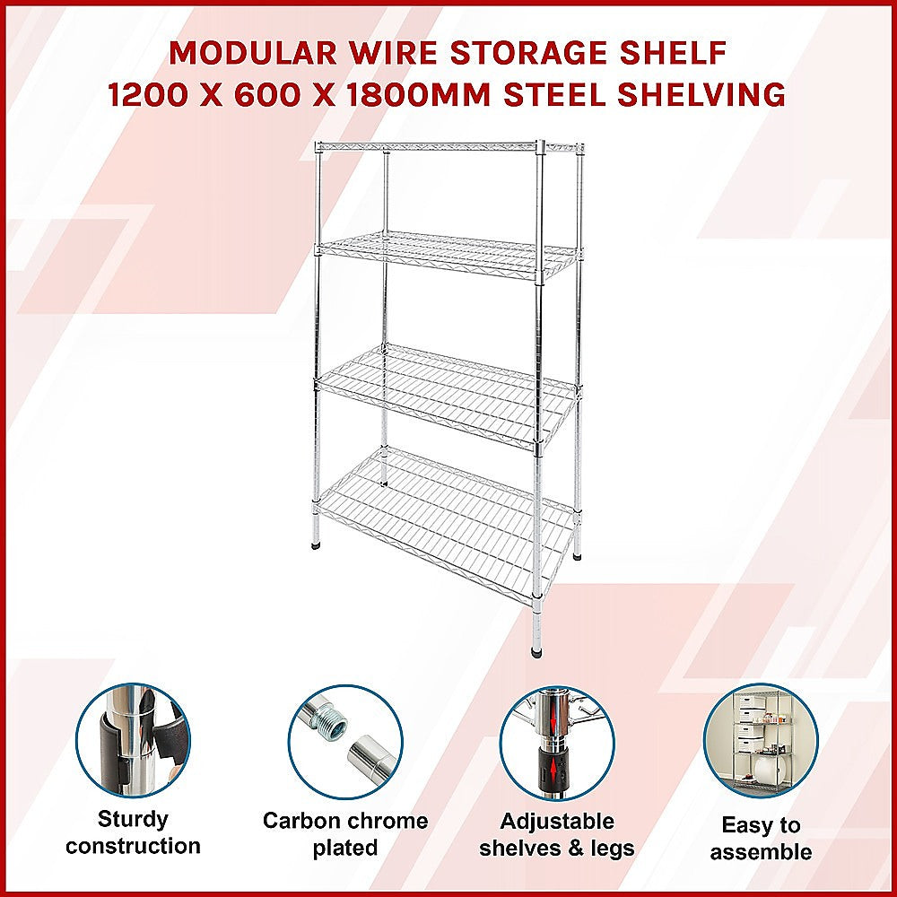 Adjustable Carbon Steel Modular Shelving 1200x600x1800mm