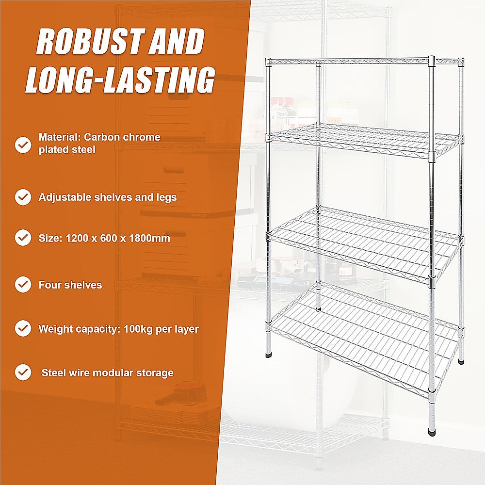 Adjustable Carbon Steel Modular Shelving 1200x600x1800mm