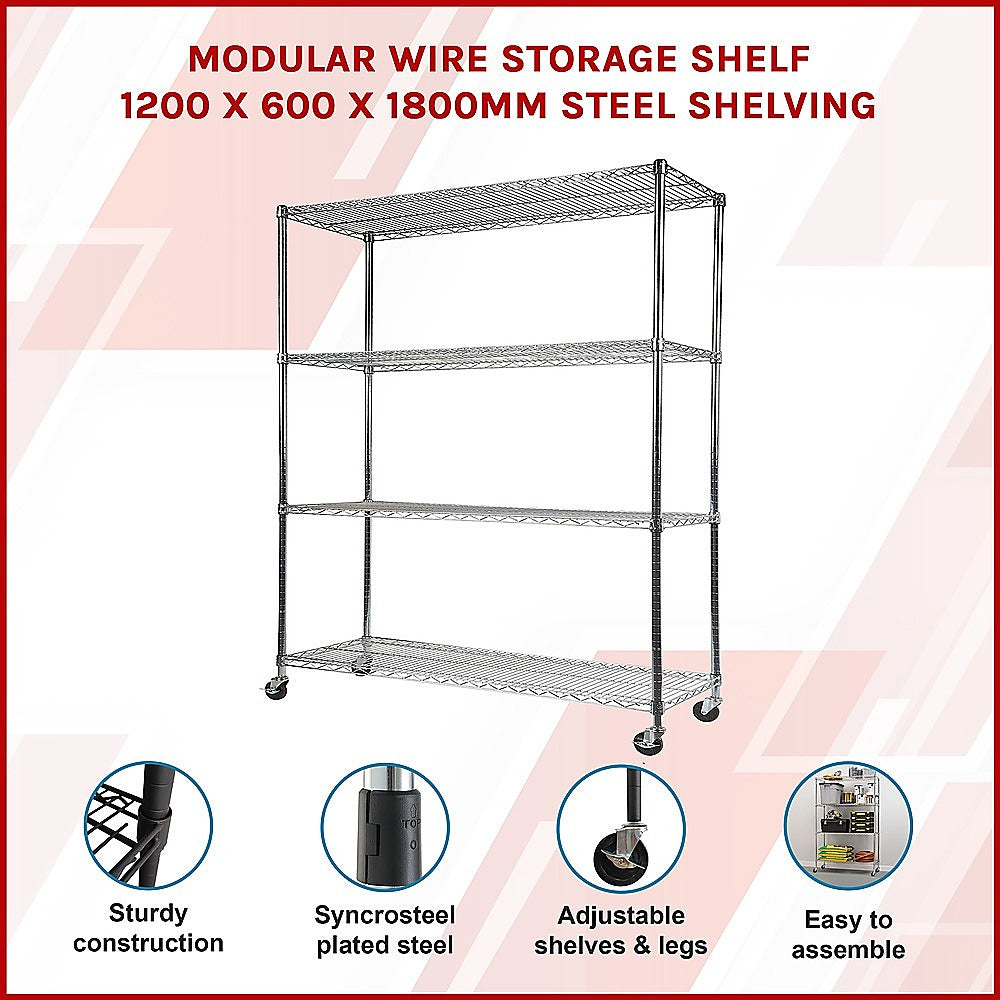 Adjustable Carbon Chrome Wire Storage Shelf 1200x600mm