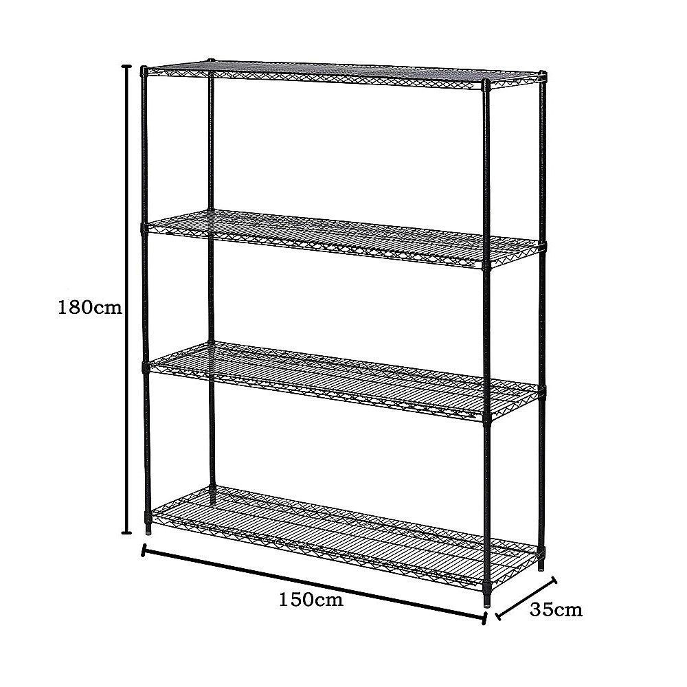 Durable Steel 4-Shelf Adjustable Storage Unit, 1500x350x1800mm