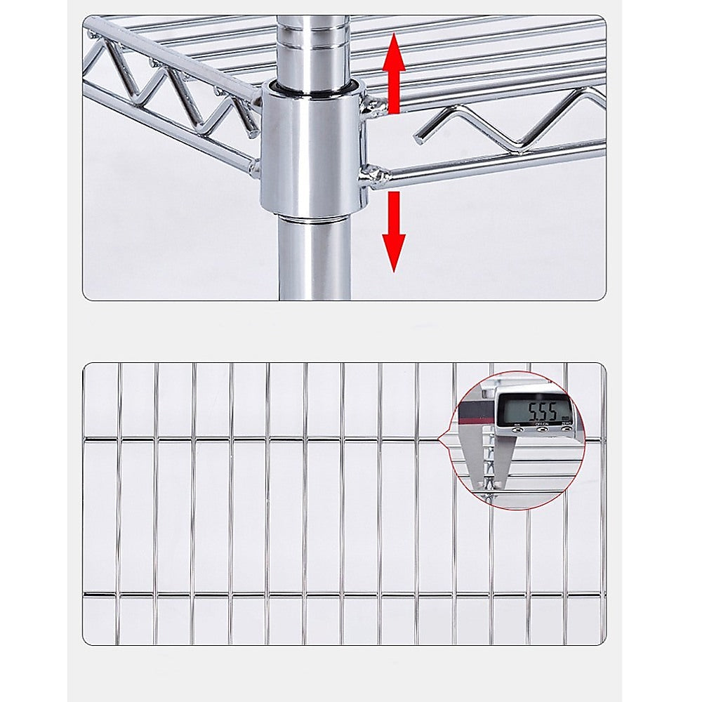 Adjustable Carbon Chrome Shelf, 4-Tier, 900x450x1800mm, Syncrosteel