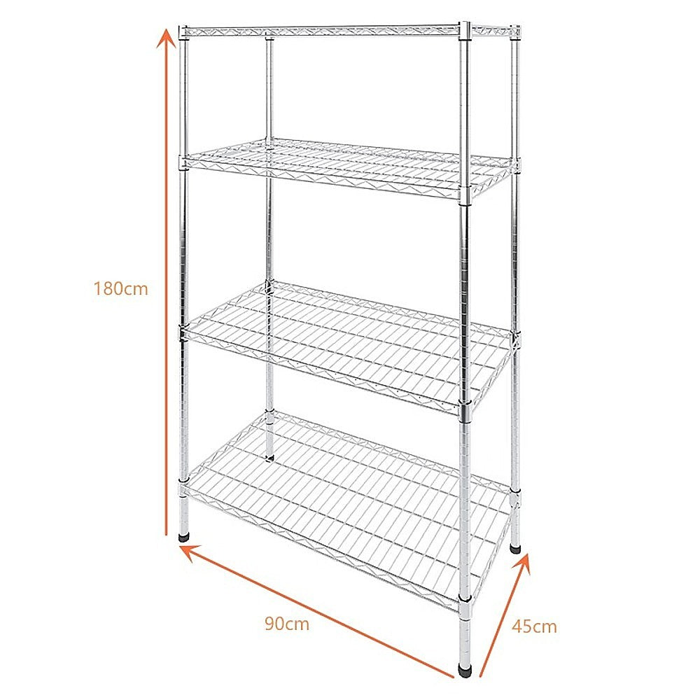 Adjustable Carbon Chrome Shelf, 4-Tier, 900x450x1800mm, Syncrosteel