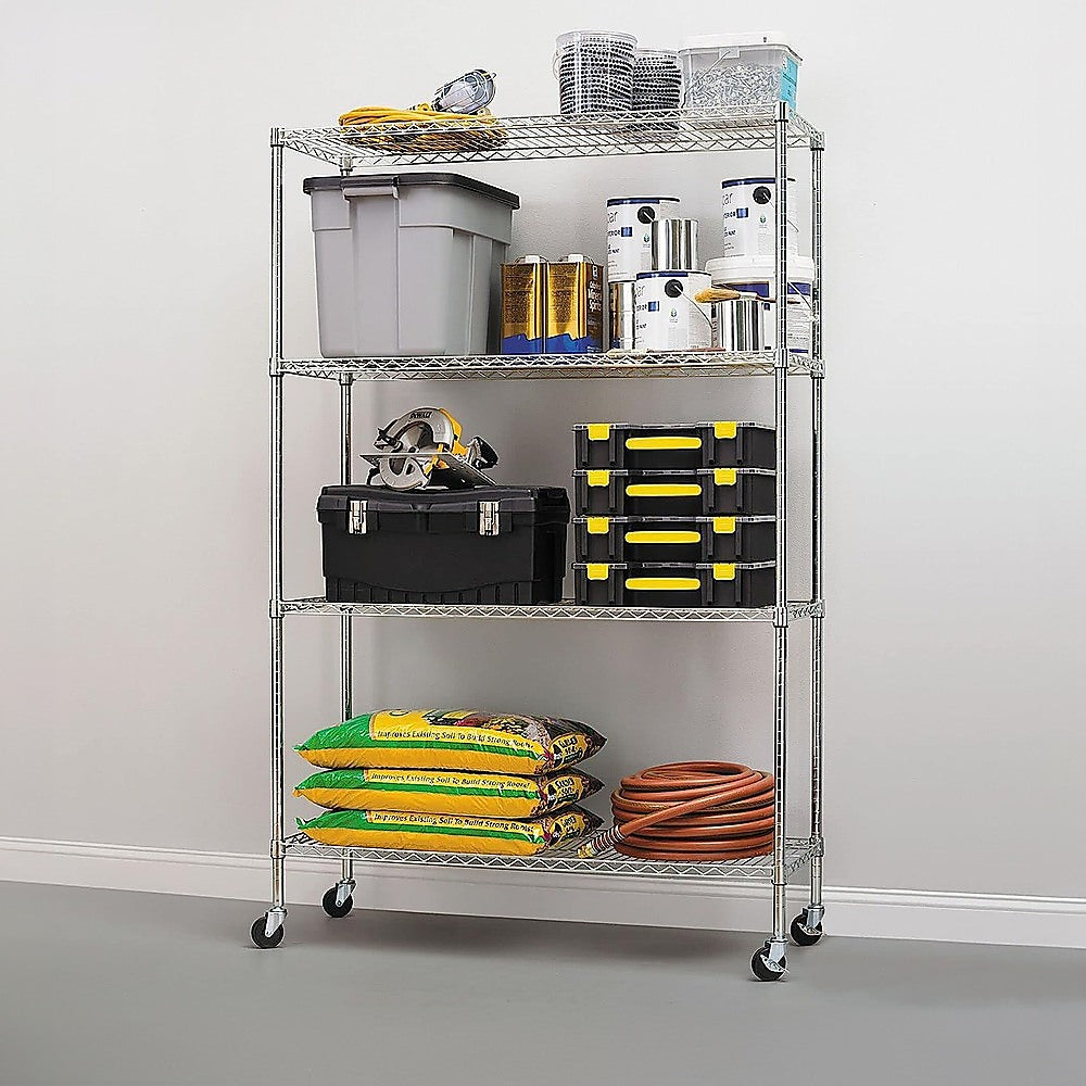 Adjustable Carbon Chrome Wire Storage Shelf with Wheels