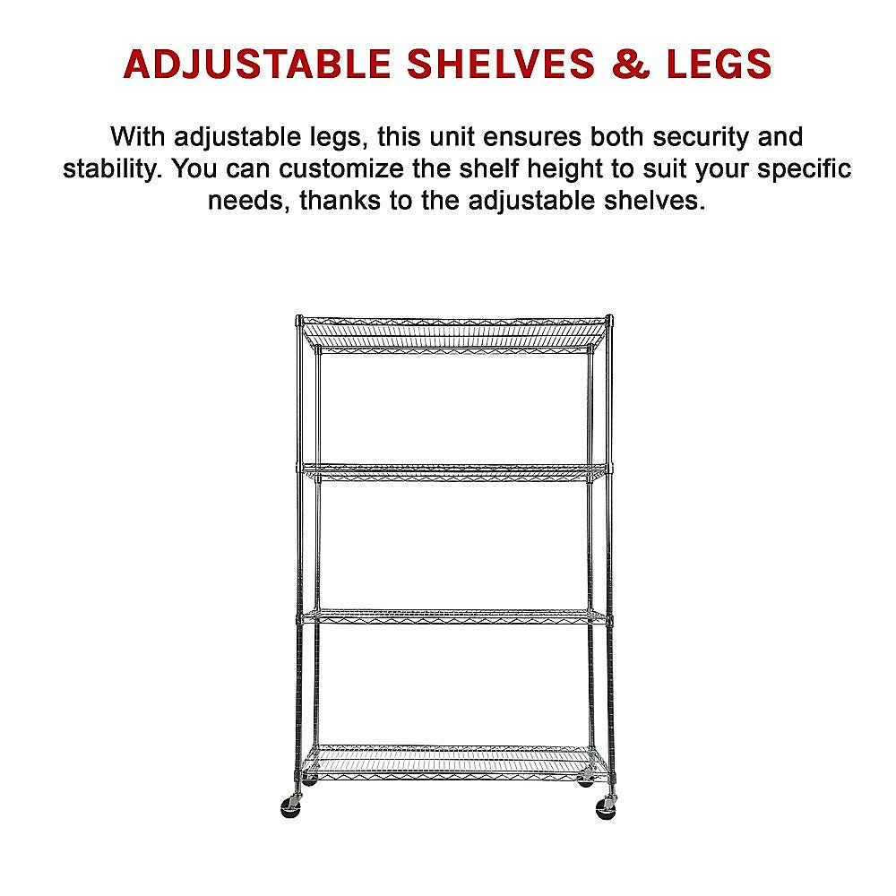 Adjustable Carbon Chrome Wire Storage Shelf with Wheels