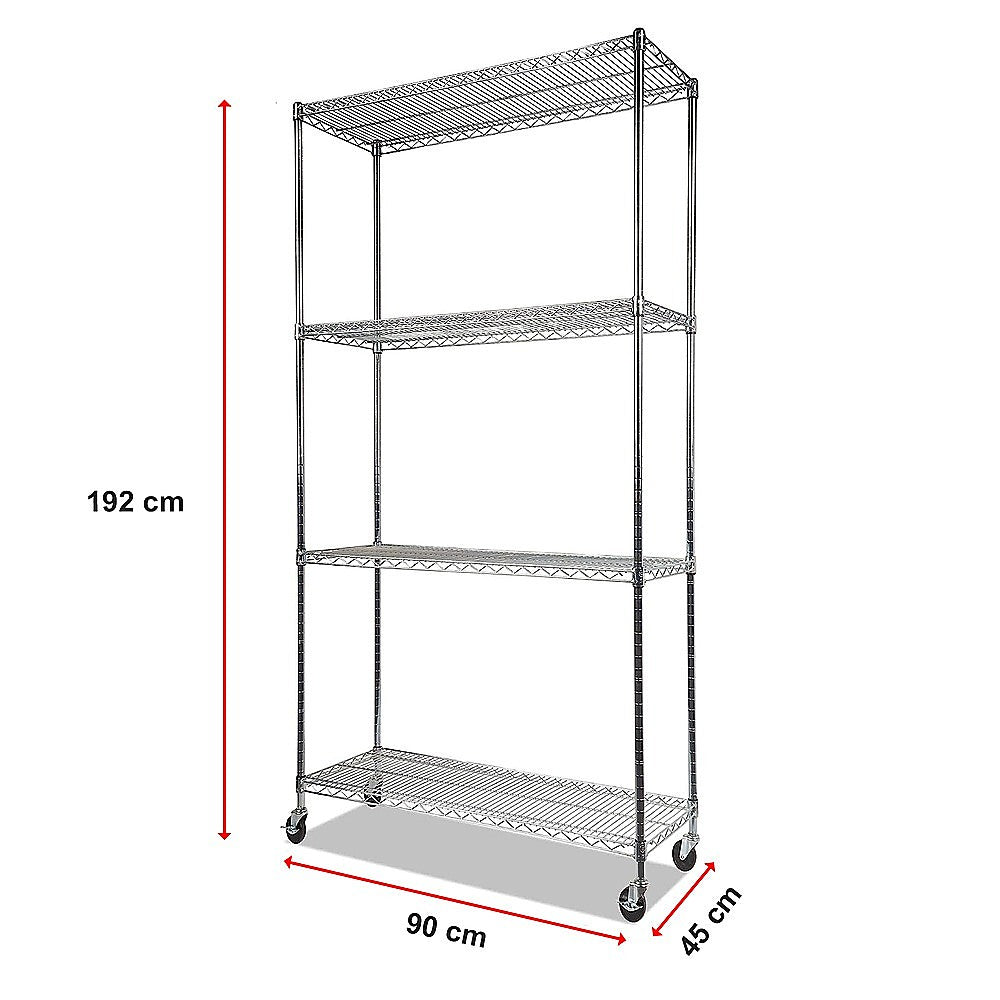 Adjustable Carbon Chrome Wire Storage Shelf with Wheels