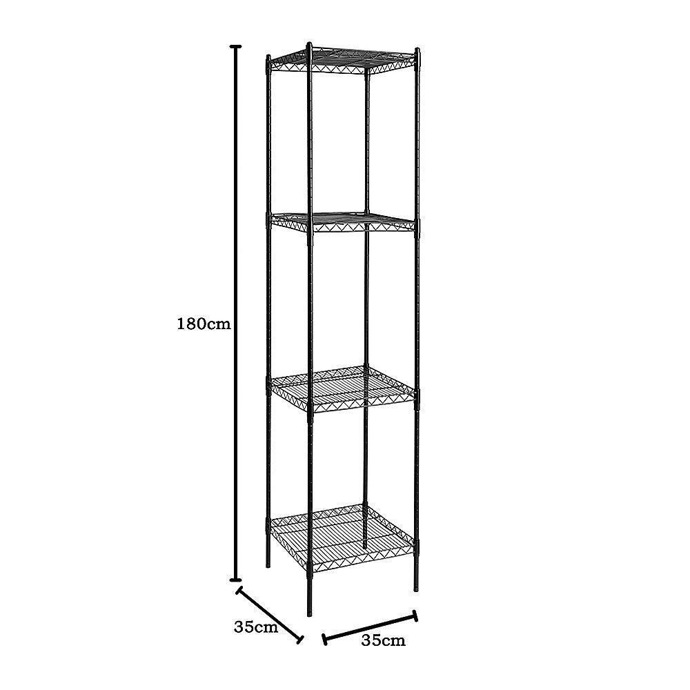 Adjustable Modular Steel Shelving with Wire Shelves - 4 Units