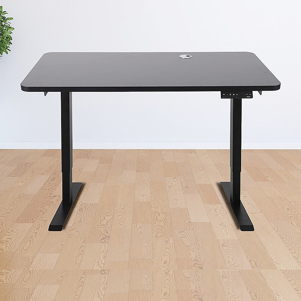 Black 120x60cm Desk Table Top, Cable Hole, Rounded Corners