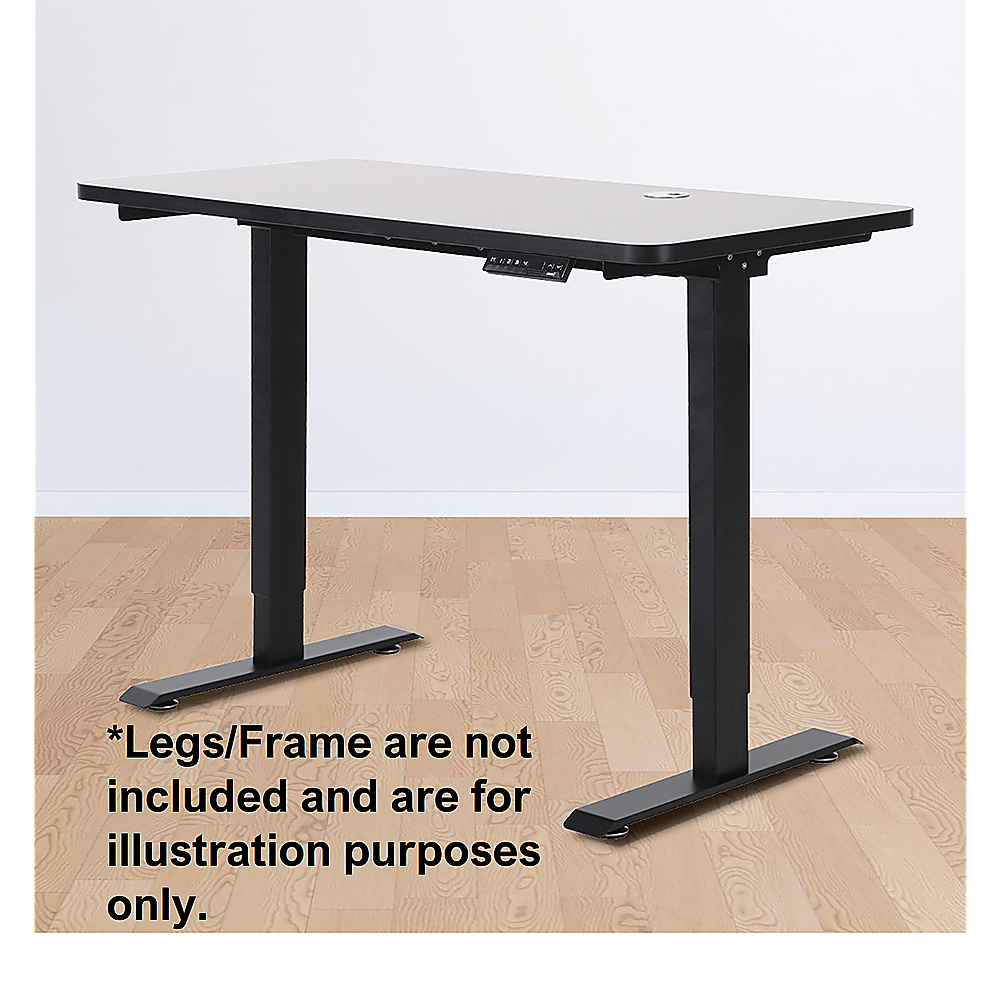 Black 120x60cm Desk Table Top, Cable Hole, Rounded Corners