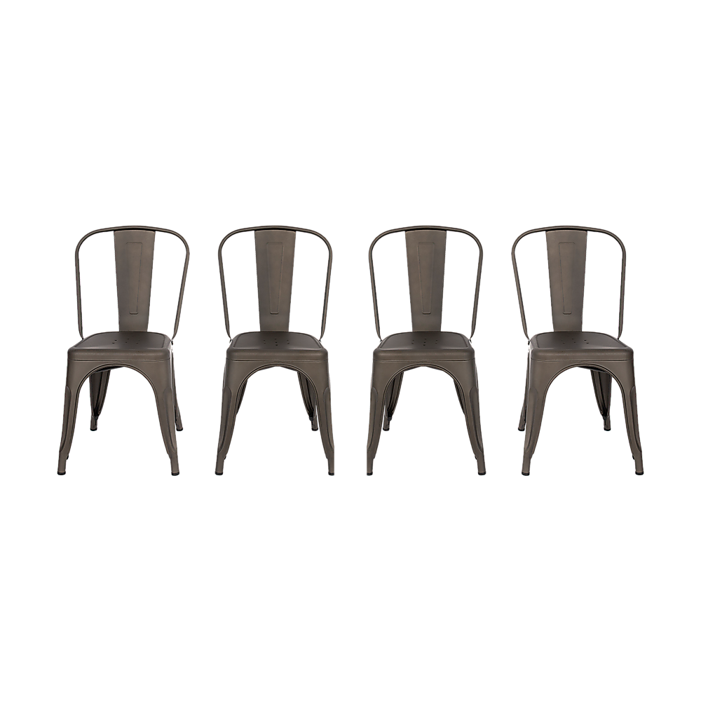 4x Kitchen Dining Chairs Stackable Vintage Metal Chair Backrest Side Chair