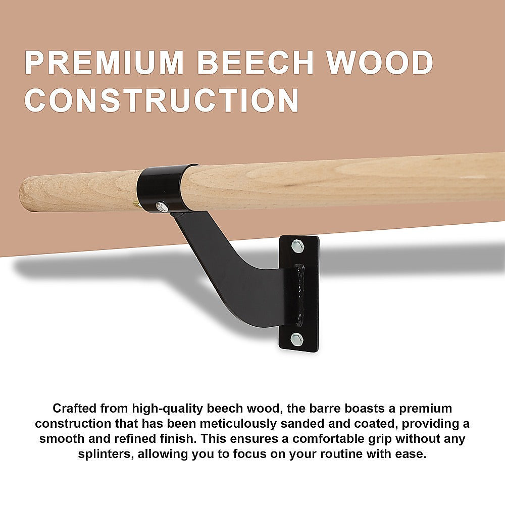 150cm Beech Wood Ballet Barre, Steel Brackets - Randy & Travis