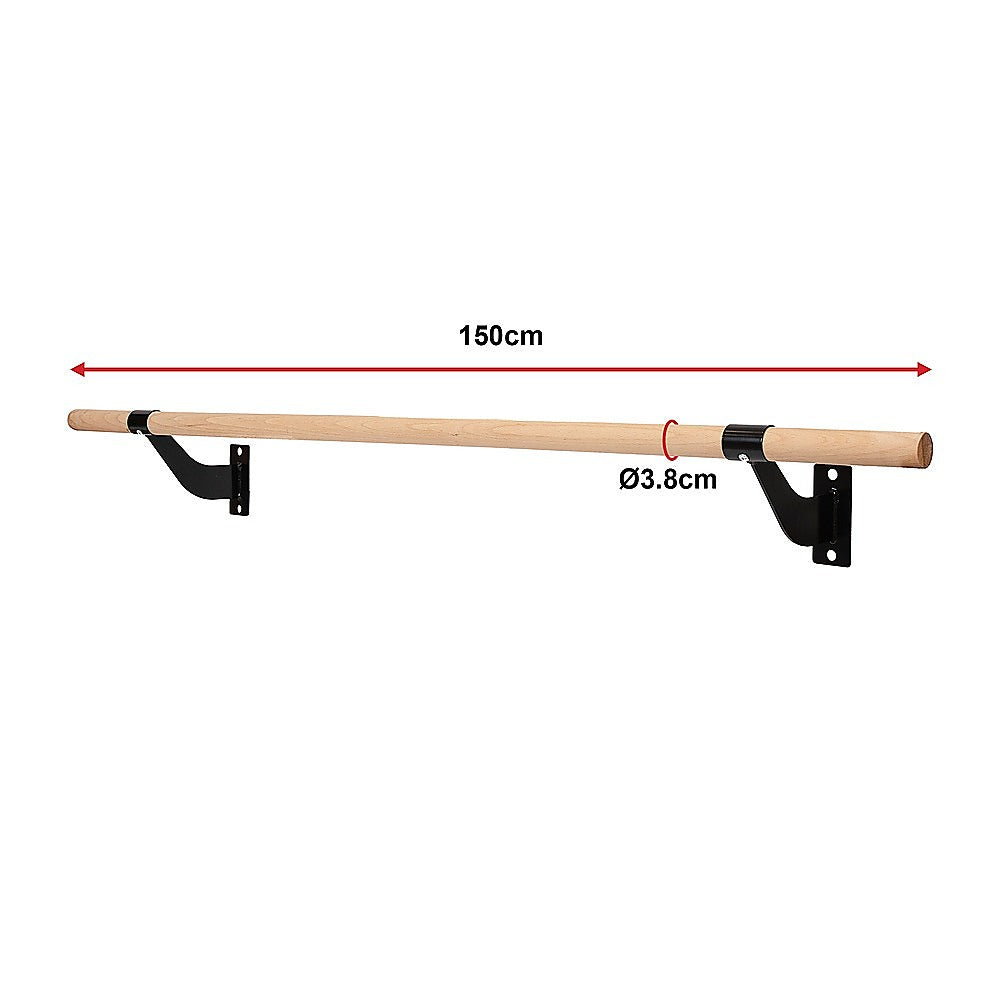 150cm Beech Wood Ballet Barre, Steel Brackets - Randy & Travis