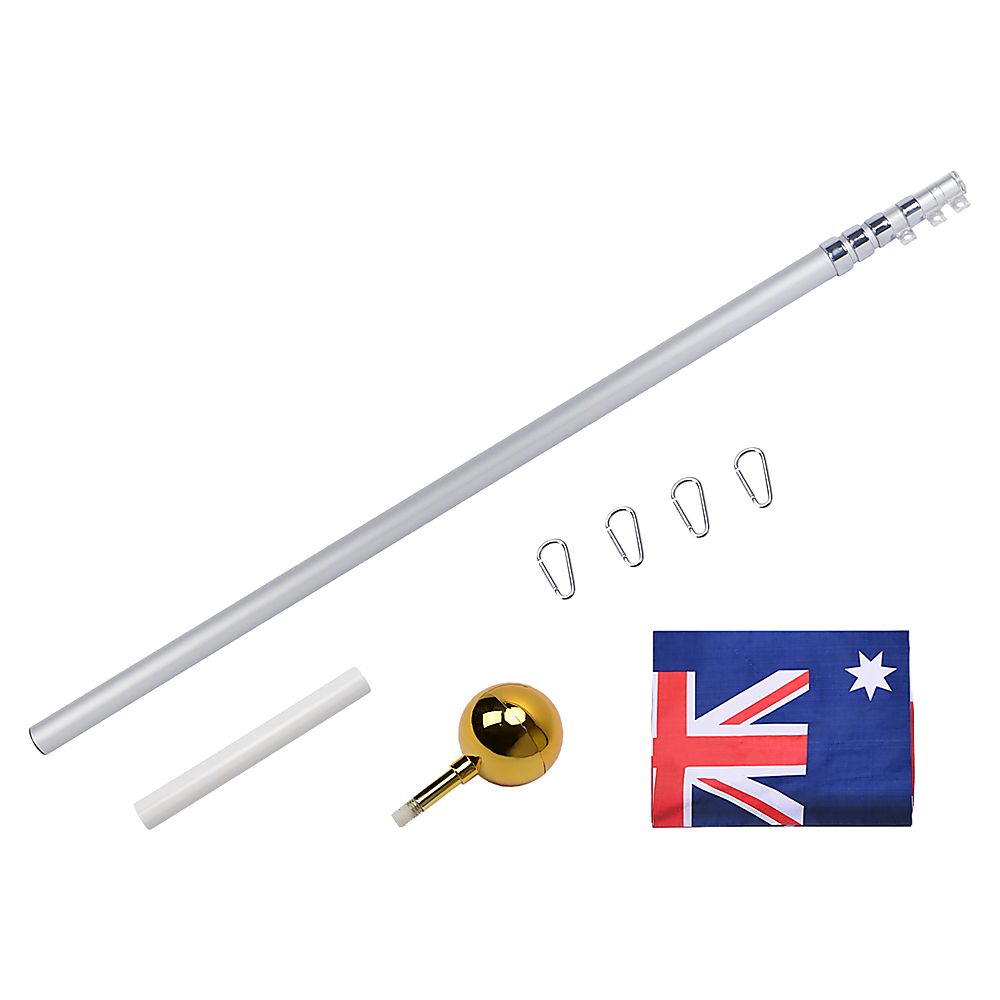 Heavy-Duty Telescopic 9.1m Flag Pole Kit, 16 Gauge Aluminum