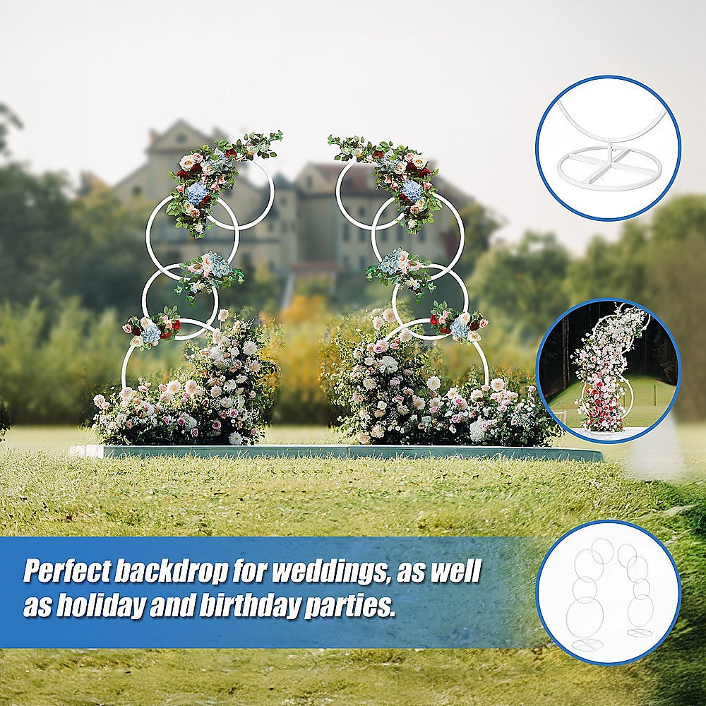 Durable Iron Wedding Arch Backdrop Rings Stand, 2pcs