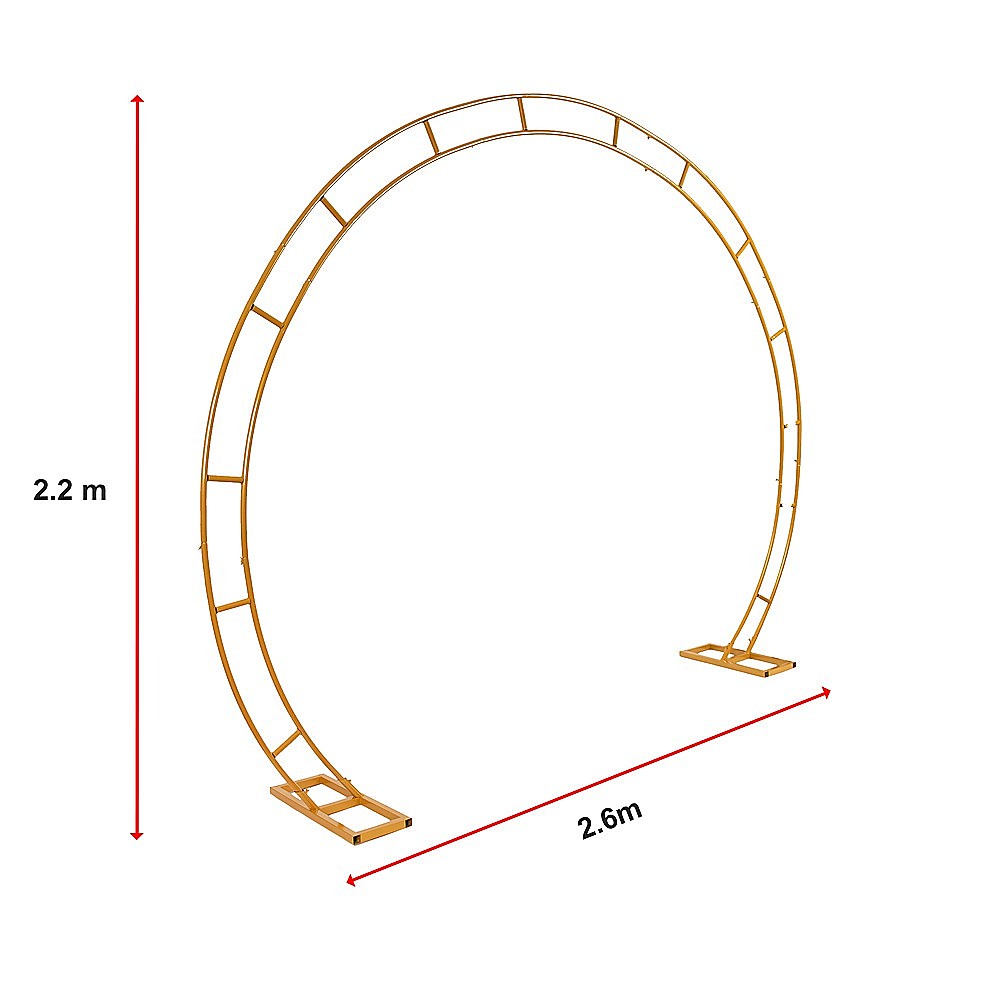 Gold Metal Wedding Arch Stand, 260cm Balloon Backdrop