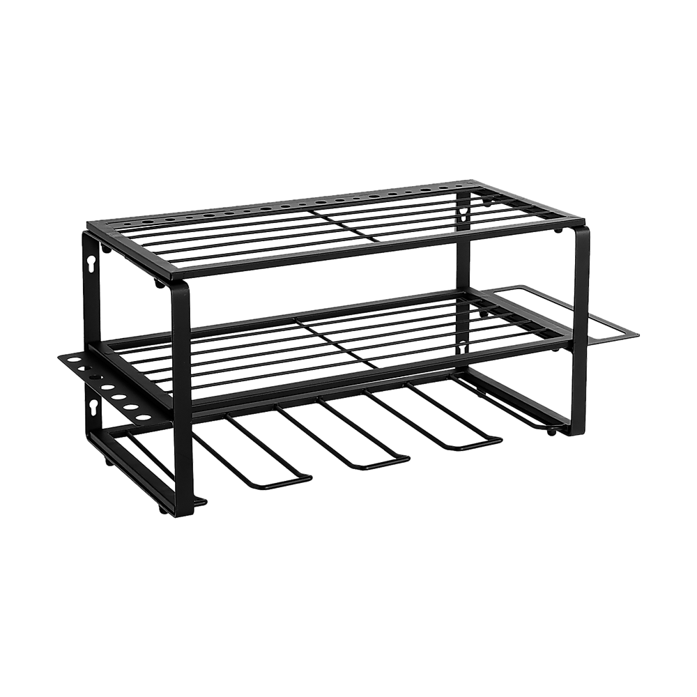 Black Alloy Steel Wall-Mounted Power Tool Organizer