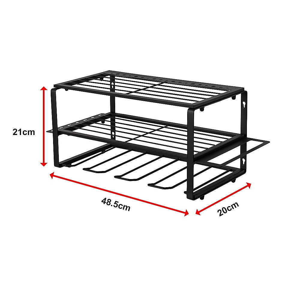 Black Alloy Steel Wall-Mounted Power Tool Organizer