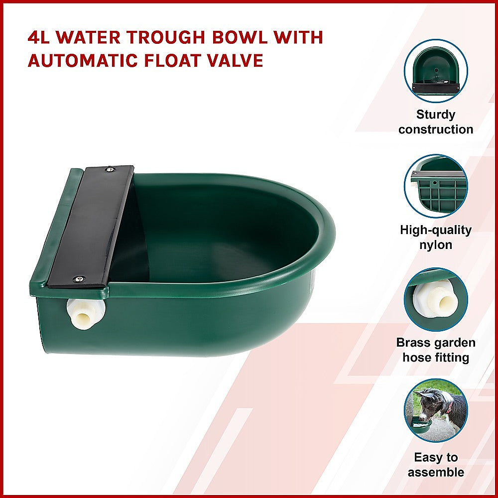 UV-Stabilized 4L Automatic Water Trough Bowl with Float Valve